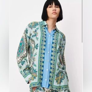 Zara Long Sleeve Paisley Patter Button-down Blouse